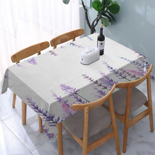 Tablecloth Wipeable PVC Plastic,Lavender Plants Aromatic Evergreen Shrub of Mint F,Table Cloth Wipe Clean Wipe Clean Waterproof Square Table Cover Protector for Kitchen Picnic Outdoor Indoor 183x137cm