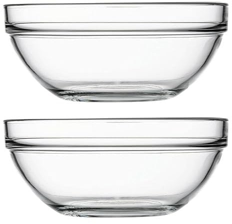 Queensway Home & Dining 1.7L Tempered Glass Mixing Bowl - Perfect for Cooking, Baking, Serving, and Salad Prep – Dishwasher & Microwave Safe, 20cm Diameter