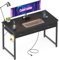 Coleshome Bureau avec Tiroirs, 120x48 cm Bureaux Informatique avec Porte-Casque, Bureau Gaming avec 2 Prises de Courant et 2 Ports de Charge USB pour la Maison et Le Bureaux, Noir