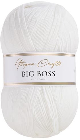Utopia Crafts Big Boss 400g Knitting & Crochet Yarn 1200m (Soft White)