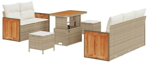 vidaXL Gartensofa-Set 8 STK. 7-Sitzanzahl Beige und Creme