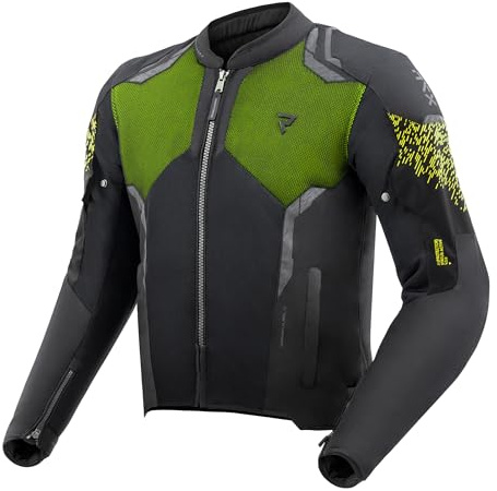 REBELHORN Jax Motorradjacke Herren | Textil | Ellbogen, Schulter und Rückenprotektor Stufe 2 | Abnehmbar Humax Membran | Große Mesh Belüftungspaneele | Größen bis 10XL