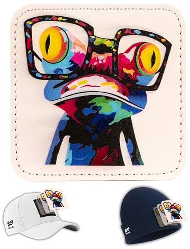 EG BROS Klett-Patch – Motiv: Frosch Bunt – Austauschbares Logo mit weicher Rückseite (Loop) – haftet auf EG BROS Basecap & Trucker Cap – zum Sammeln, Individualisieren & Wechseln