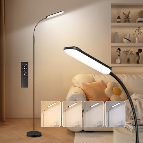 FRIDEKO HOME 18W Stehlampe Wohnzimmer LED 360° Flexibler Schwanenhals | mit Fernbedienung & Touch-Steuerung Büro Wohnzimmer & Schlafzimmer