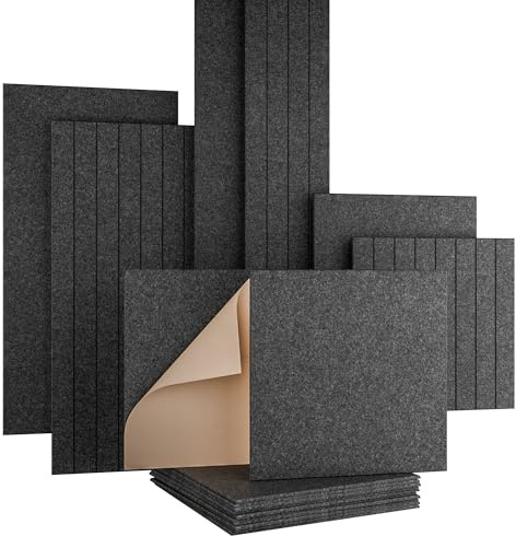 AKUSTIKO Akustikpaneele Selbstklebend 60x60cm - 8 Stück Graphit Akustik Wandpaneele Schallschutz & Raumakustik Panels Filz 9mm Hexim Decken- & Wandverkleidung Deckenplatte Struktur (2.88m²)