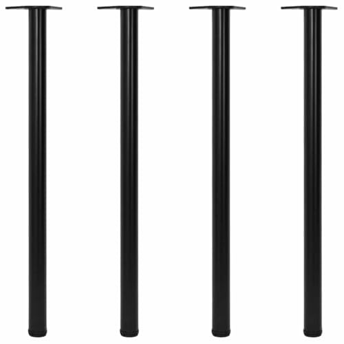 ULUYYUC Lot de 4 pieds de table réglables en hauteur - Noir - 110 cm - En fer - Design moderne - Robuste et stable - Pour table de cuisine, bureau, table basse, table à manger, plan de travail