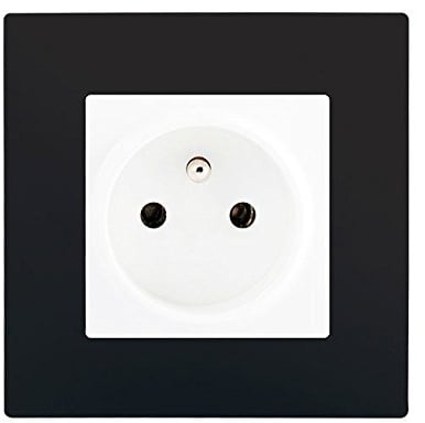 Prise 2P+T Blanc Delta Viva + Plaque Noir