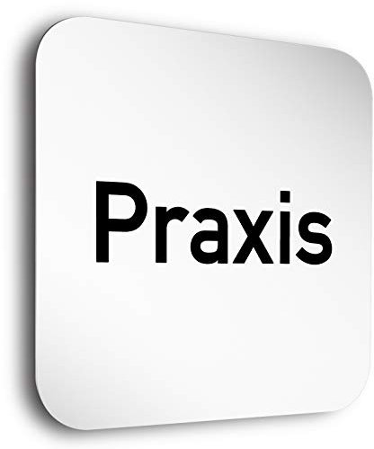 Kinekt3d Leitsysteme Schilder aus 1,5 mm Aluminium • 150 x 150 mm • Besonderheit: unsichtbare 5 mm Abstandhalter verleihen dem Türschild einen exklusiven schwebe Effekt (Praxis)