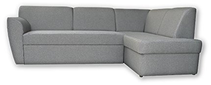 mb-moebel Ecksofa Sofa Eckcouch Couch mit Schlaffunktion und Bettkasten Ottomane L-Form Schlafsofa Polstergarnitur Margo (Ecksofa Rechts, Grau)