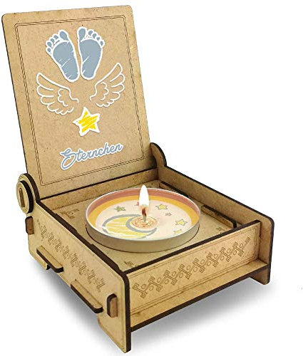 TROSTLICHT Sternenkind „Sternchen“ blau, Trauer Geschenke, Andenken, Erinnerung bei Verlust Baby, Trauerkerze, Trost Geschenke bei Fehlgeburt, Kerzenhalter