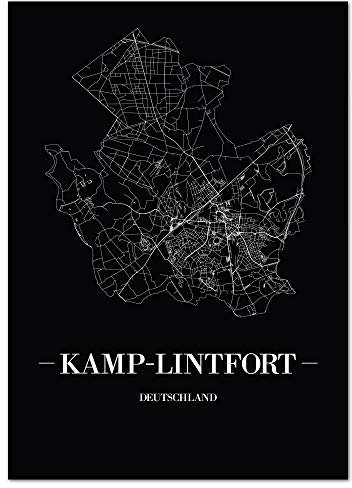 JUNIWORDS Stadtposter - Wähle Deine Stadt - Kamp-Lintfort - 21 x 30 cm Poster - Schrift A - Schwarz