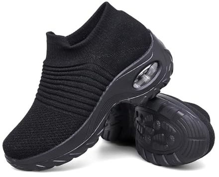 Hitmars Zapatillas Deportivas de Mujer Zapatos Running Fitness Outdoor Sneaker Casual Mesh Transpirable Comodas Calzado NegroNegro 2 Talla 40