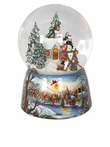 Spieluhrenwelt MMM GmbH, 858277 Spieluhr Porzellan Schneekugel Kinder Bauen einen Schneemann