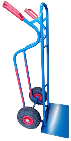 RLW Profi Stahlrohr Sackkarre Stapelkarre Jumbo 250 kg - Schaufel 280x470 mm - Made in EU - kein Asien-Import (Räder nach Ihrer Wahl) (Luftrad schwarz/PVC-Felge rot/Rollenlager)