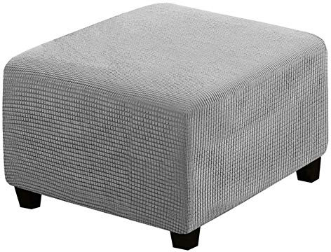 C/N housse de repose-pieds élastique carré pliant housse de tabouret de rangement housse de repose-pieds élastique gris clair longueur 68-82 cm