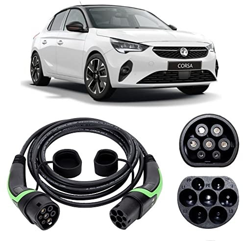EV Power 20M - Vauxhall Corsa-e Charging Cable - Type 2 to Type 2 Charging Cable – 32amp (7.2kw) for Vauxhall Corsa-e - Type 2 Plug for EV Charging Station – Single Phase