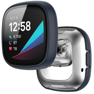 Tyogeephy Hülle Kompatibel mit Fitbit Versa 3/Sense Bildschirmschutz Sanft TPU Kratzfest Full Cover für Versa 3/Sense Smartwatch Accessoires