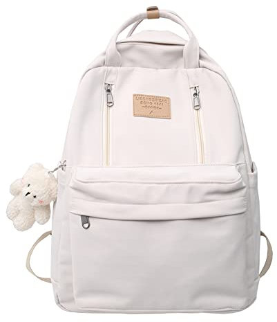 DKIIL NOIYB Kawaii Ästhetischer Rucksack für Schule und Teenager, A01-weiß