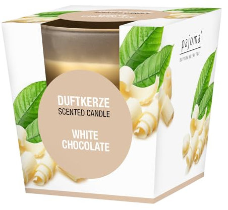 pajoma® Duftkerze, White Chocolate - im satinierten Glas | 120g Wachsgewicht, Brenndauer: 25 Stunden, in edler Geschenkverpackung | Premium Qualität