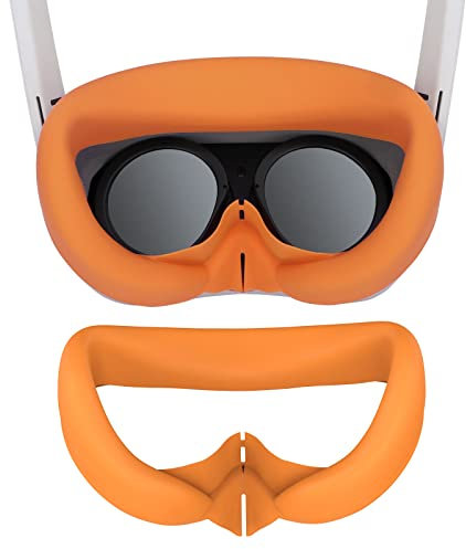 MotuTech Cover Gesichtsschutz für PICO 4 VR Virtual-Reality-Headset, Zubehör, Kissen aus Silikon, schweißresistent, Lichtabdeckung (Orange)