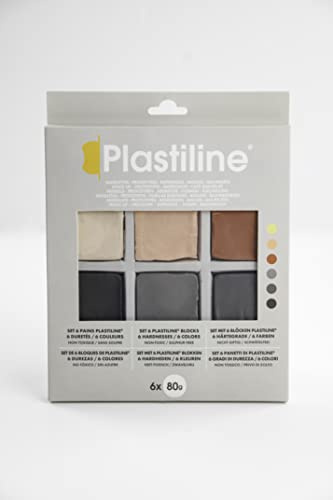 Jacques Herbin Jacques Herbin 8000T - Set mit 6 Blöcken Plastiline zu je 80g, ideal für Bildhauer und alle Verbraucher, die alle Härtegrade und Farben als Muster haben möchten, sortiert, 1 Set