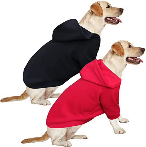 HuaLiSiJi Hunde Hoodie Hund Kapuzenpullis Groß Hundepullover Grosse Hunde Hundepullover Groß, Warm und Leicht, Mit Einer Weichen Textur, Leicht zu Tragen und Hellen Farben (4XL, Schwarz+Rot)