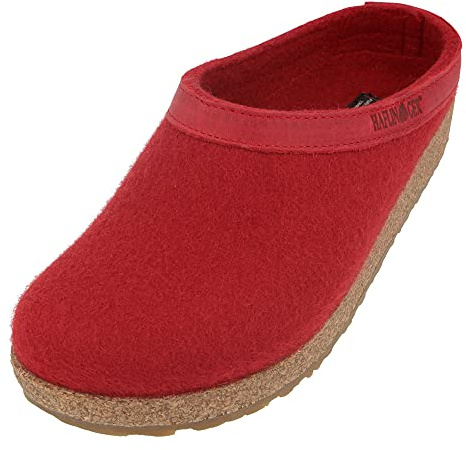 HAFLINGER Grizzly Torben Filzclog Hausschuh aus reinem Wollfilz Rubin, Gr. 36
