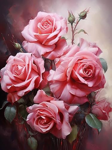 Wergund Diamond Painting Rote Rose, Diamant Painting Bilder Blume, DIY Cross Stickerei Malerei Kits,Wohnzimmer Schlafzimmer Büro Wand Und Eingang Dekoration(30x40cm)-20