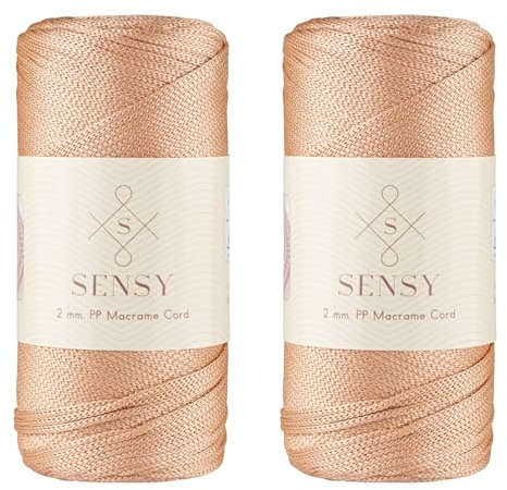 S SENSY Corda in poliestere da 2 mm, 230 m, color carne, 2 pezzi, 100% polipropilene, per uncinetto, lavoro a maglia e nodi