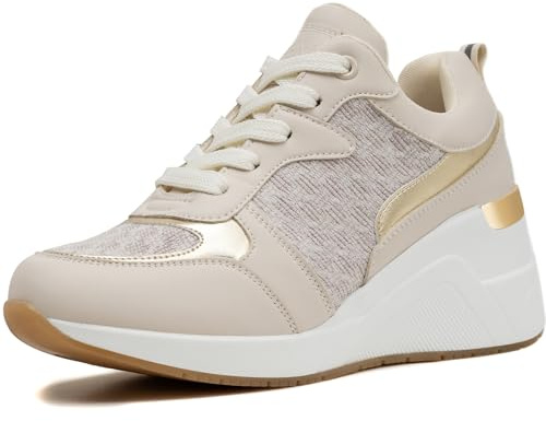 Cestfini Fashion Wedge High Heeled Sneakers for Women, Lace Up Non-Slip Comfortable Sneakers