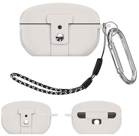 BeisDirect Funda de silicona para auriculares Sony WF-1000XM5, funda de carga inalámbrica a prueba de caídas y polvo con gancho para cordón (blanco)