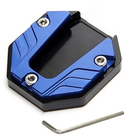 Ashuxxn Motorrad Ständer Fuß Seitenverlängerung Pad Unterlage Fuß-Verbreiterung Ständer Platte Universal Motorrad Seitenständer Motorrad Seitenständer Verlängerung Pad CNC Aluminium (Blau)