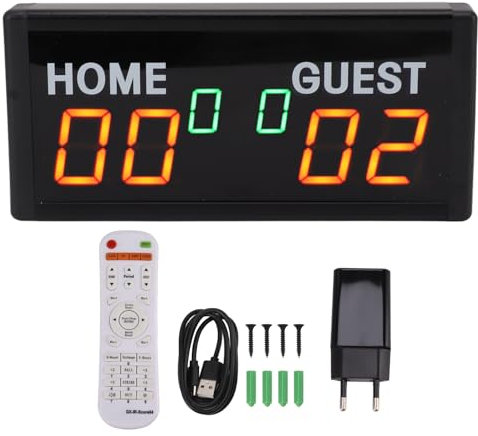 AUNMAS Tableau de Bord Score Keeper, Tableaux de Bord électroniques Numériques Portables avec Télécommande 1,8 Pouces LED Tableau de Bord électronique pour Basket-Ball, Pong, (Prise UE)