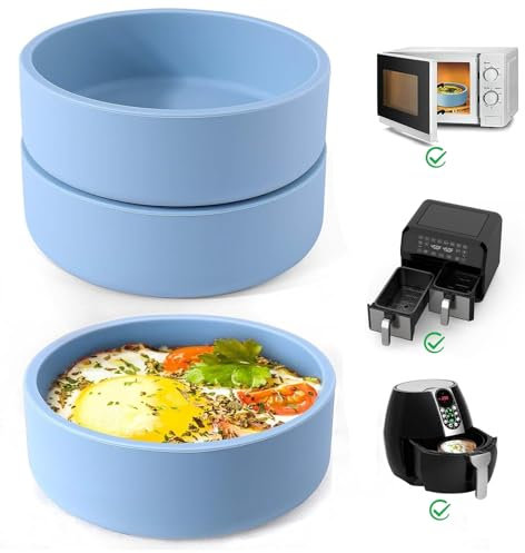 ZHYEEDAA 3 moldes de silicona para freidora de aire, moldes individuales para hacer bocados de huevo, moldes reutilizables para huevos, moldes para cocinar huevos, accesorios para freidora de aire sin