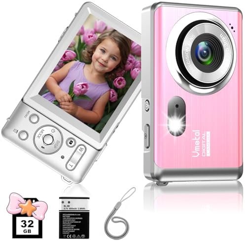 4K Compact Digital Camera with SD Card, 48MP Photo/ 4K Video 30FPS/ 2.8”HD Screen/ 18X Zoom, Camera Beginners for Kids/Children/Teenagers/Students/Teens