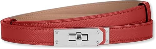 HEVIBK Ledergürtel Damen Gürtel Taillengürtel Damengürtel Leder Jeansgürtel Echtleder 36mm Breit schmaler Gürtel(Rot/Silber)