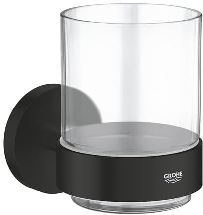 GROHE Start Quickfix- Vaso de cristal con soporte, Negro Mate 411942430