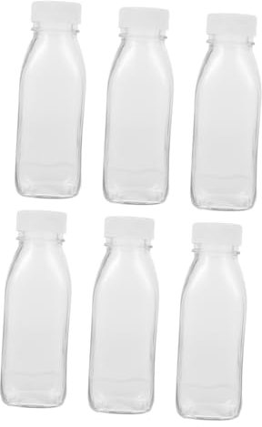 ABOOFAN 6 Pièces Bouteille De Jus En Verre Pots Décoratifs Avec Couvercles Tasse À Boisson Récipient Transparent Avec Couvercle Bouteille D'Eau Carrée Bouteilles De Jus Pots De Jus Avec