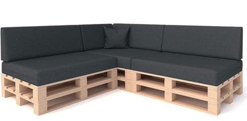 Katex Palettenkissen 8- teiliges Set Palettenauflage Polster für Europaletten Hochwertige Palettenpolster Palettensofa Indoor & Outdoor Erhältlich Made in EU Anthracite
