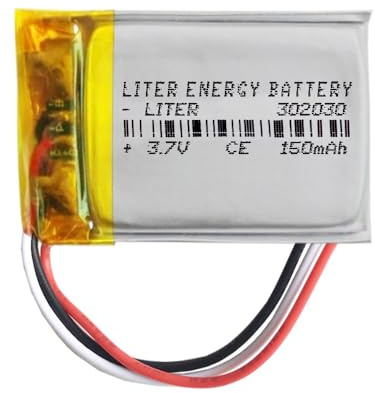 Akku 3 Batteriekabel 302030 LiPo 3.7V 150mAh 0.555Wh 1S 5C Liter Energy Battery Wiederaufladbar mit PCM Thermistor NTC für Elektronik - Nicht geeignet für Funksteuerung 32x20x3mm (3P|150mAh|302030)