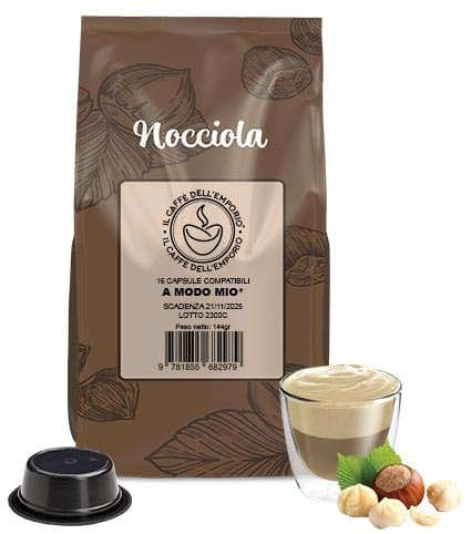 Il Caffè Dell'Emporio Bevanda alla Nocciola Compatibili con Lavazza a Modo Mio 96 Capsule (6 buste da 16 capsule)