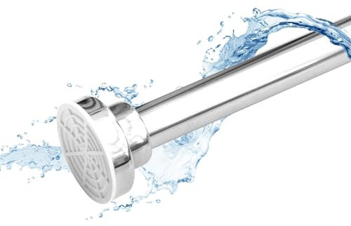 KARAT Tringle à rideau de douche chromée sans perçage de 70 à 120 cm, Barre de rideau en acier inoxyable sans vissage ou collage pour salle de bain, fenêtre, penderie, réglable par rotation