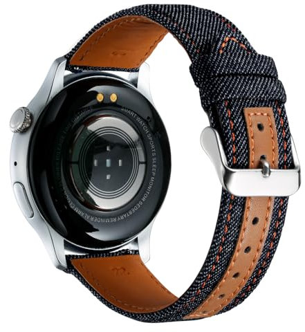 Triblanc 18mm Denim Canvas Armband Kompatibel mit Huawei Watch GT 4 41mm/Fossil Women's Sport 41mm/Kompatibel mit Garmin vívoactive 4S Smartwatch Uhrenarmband