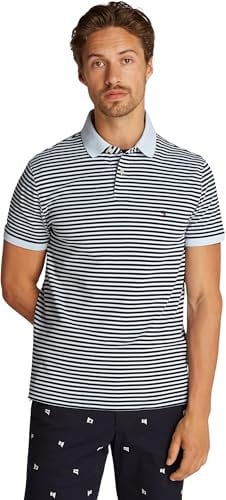 Tommy Hilfiger Herren Poloshirt Kurzarm Core 1985 Regular Fit, Mehrfarbig (Breezy Blue / Desert Sky), 3XL
