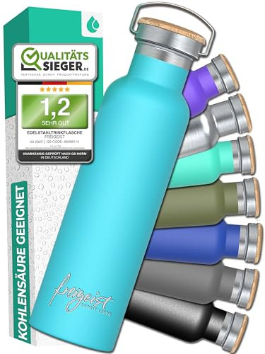 Thermosflasche 750ml Edelstahl Hellblau - Isolierflasche Hält 25h Kalt/13h Warm, BPA Frei, Isoflasche für Wandern, Fahrrad, Büro