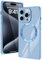 DINICK Square Hülle für iPhone 15 Pro mit Magnet Kompatibel mit MagSafe Luxus Glitzer Plating Cover Voller Kameraschutz Slim Dünn Stoßfest Hülle für iPhone 15 Pro Blau
