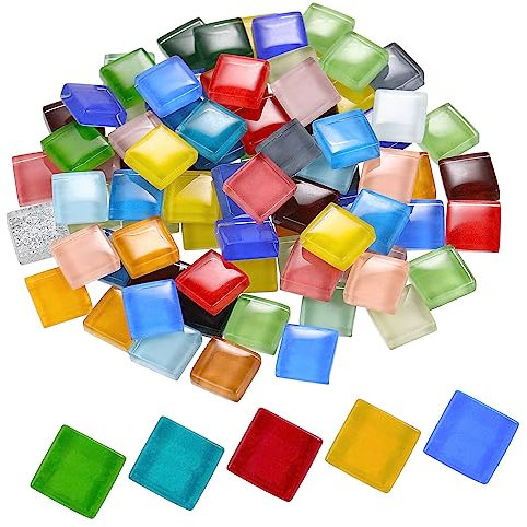 HOODANCOS 1200stücke Glasmosaik Fliesen Kristall Glasfliesen Spiegelfliesen Zum Basteln Fliesen Zum Basteln Flache Glasmurmeln in Gemischten Farben Zubehör Für Heimwerkerbedarf
