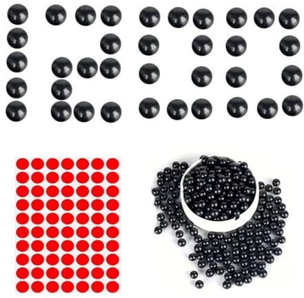 1200 Stück Tonkugeln,Schleuder Kugeln Rund,Biologisch Abbaubar,mit 280 Runde Punktaufkleber,Katapult Schleuder,Slingshot Clayballs,Harte Tonkugel,Recycelbarer Schleuderball (schwarz)