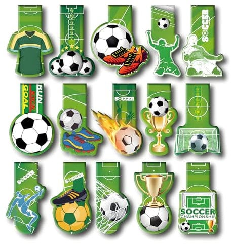Sternstunde 15 Stück Magnetische Lesezeichen, Fußball Kinder Fussball Mitbringsel, Kleine Geschenke für Jungen Schüler Freund Fußballfans Buchliebhaber Magnet Seite Marker