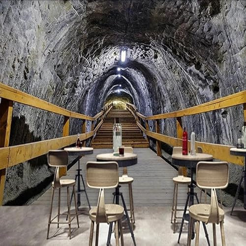 TANYANG Papier Peint 3D Personnalisé Style Industriel Rétro Ciment Mur Tunnel Photo Murale Salon Café Restaurant Toile De Fond Décoration Murale Fresque 150Cm(W)×105Cm(H)